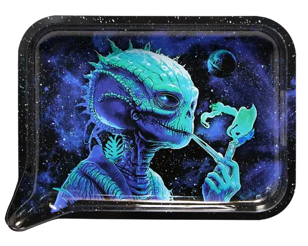 FRT3D-040 Get Lost Medium Funnel Rolling Tray with 3D Magnetic Lid (Get Lost Green Alien Smoking) - Image 3