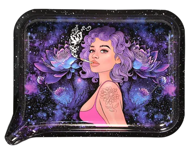 FRT3D-042 Get Lost Medium Funnel Rolling Tray with 3D Magnetic Lid (Get Lost Girl Blue Hair White Smoke) - Image 3