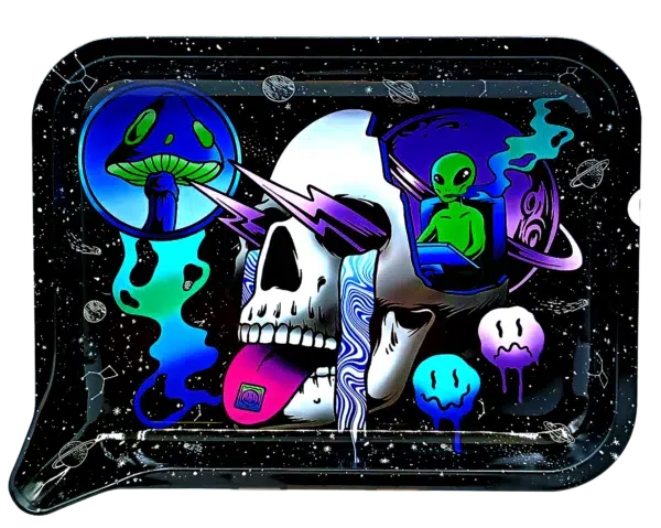 FRT3D-043 Get Lost Medium Funnel Rolling Tray with 3D Magnetic Lid (Get Lost Galaxy Skull) - Image 3