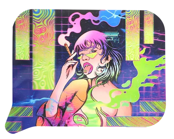 FRT3D-045 Get Lost Medium Funnel Rolling Tray with 3D Magnetic Lid (Get Lost Girl Tongue Out Smoking) - Image 4