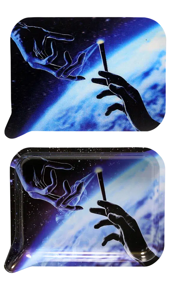 FRT3D-047 Get Lost Medium Funnel Rolling Tray with 3D Magnetic Lid (Get Lost Alien Fingers Smoking) - Image 2