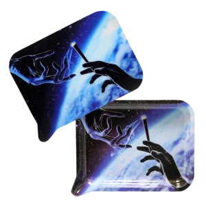 FRT3D-047 Get Lost Medium Funnel Rolling Tray with 3D Magnetic Lid (Get Lost Alien Fingers Smoking)