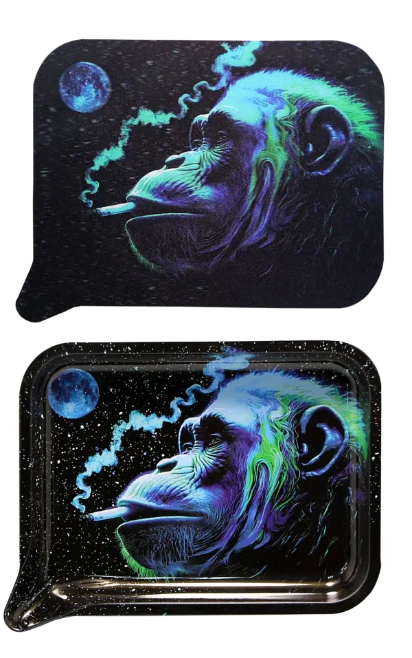 FRT3D-050 Get Lost Medium Funnel Rolling Tray with 3D Magnetic Lid (Get Lost Smoking Gorilla)
