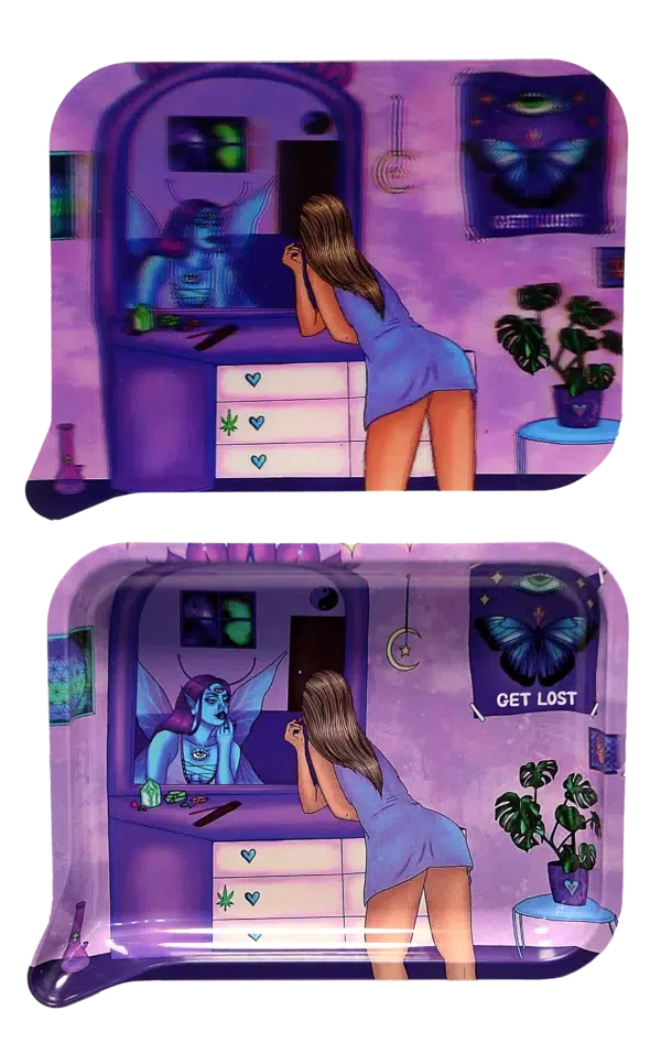 FRT3D-055 Get Lost Medium Funnel Rolling Tray with 3D Magnetic Lid (Get Lost Bedroom Girl) - Image 2