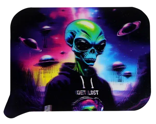 FRT3D-057 Get Lost Medium Funnel Rolling Tray with 3D Magnetic Lid (Get Lost Green Mad Alien) - Image 4