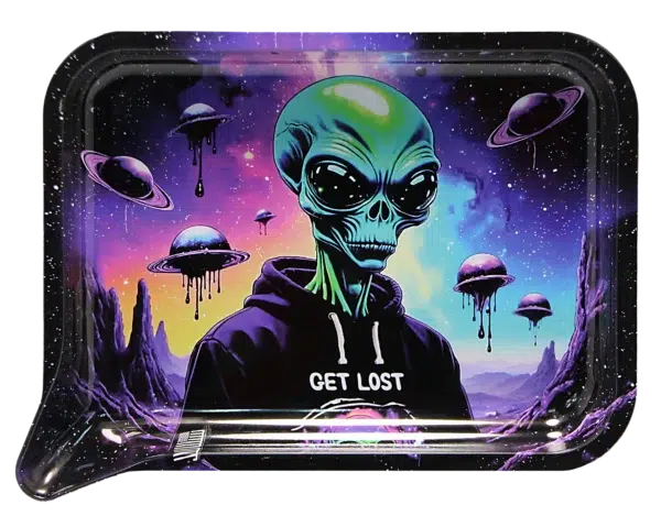 FRT3D-057 Get Lost Medium Funnel Rolling Tray with 3D Magnetic Lid (Get Lost Green Mad Alien) - Image 3