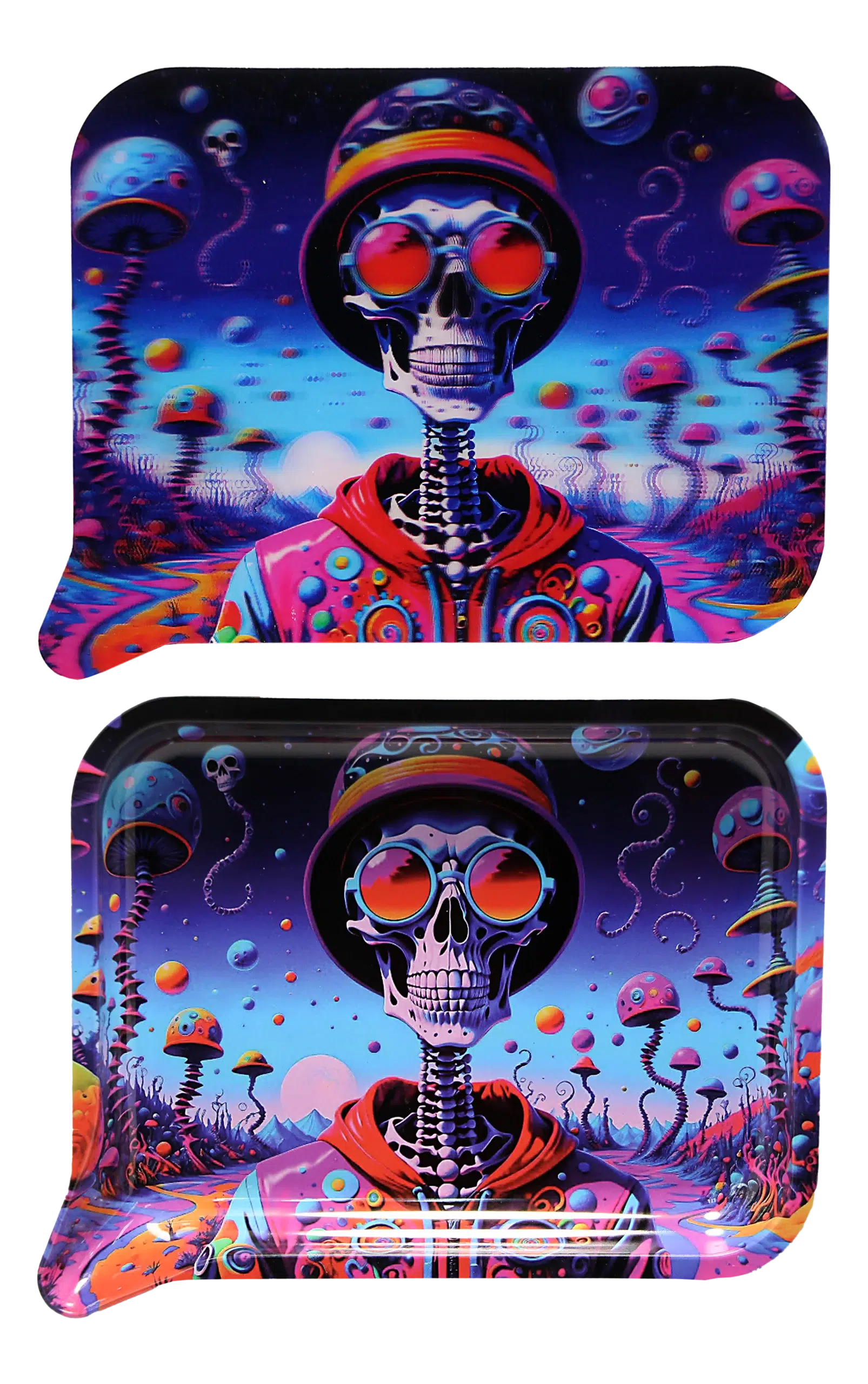 FRT3D-058 Get Lost Medium Funnel Rolling Tray with 3D Magnetic Lid (Get Lost Cool Style Skeleton) - Image 2