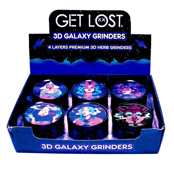 G3DG-6PK-002 - Get Lost Galaxy 3D Herb Grinders – 63mm (6 Count) Set 02