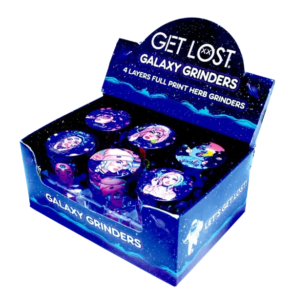 GG-50-007 - Get Lost Galaxy Grinders 4 Layers Full Print Herb Grinders – 50mm (12 Count) Set 07 - Image 3