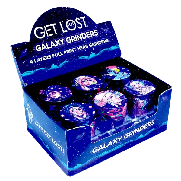 GG-50-007 - Get Lost Galaxy Grinders 4 Layers Full Print Herb Grinders – 50mm (12 Count) Set 07 - Image 2