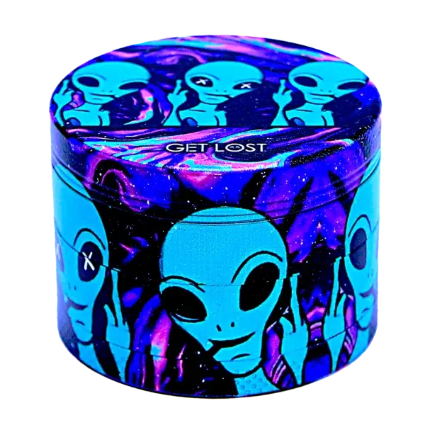 GG-50-010 - Get Lost Galaxy Grinders 4 Layers Full Print Herb Grinders – 50mm (12 Count) Set 10 - Image 12