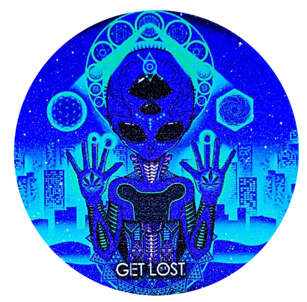 GG-50-010 - Get Lost Galaxy Grinders 4 Layers Full Print Herb Grinders – 50mm (12 Count) Set 10 - Image 15