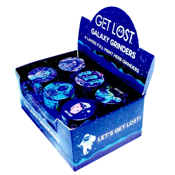 GG-50-010 - Get Lost Galaxy Grinders 4 Layers Full Print Herb Grinders – 50mm (12 Count) Set 10 - Image 3