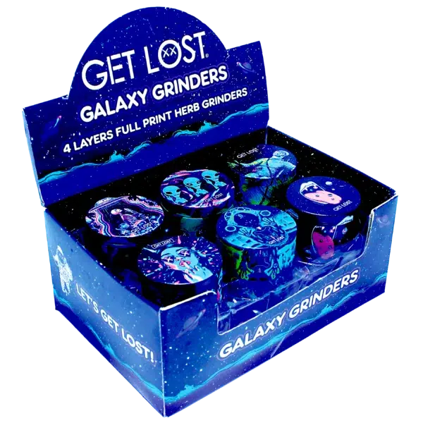 GG-50-010 - Get Lost Galaxy Grinders 4 Layers Full Print Herb Grinders – 50mm (12 Count) Set 10 - Image 2
