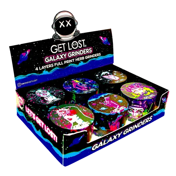 GG-63-003 - Get Lost Galaxy Grinders 4 Layers Full Print Herb Grinders – 63mm (6 Count) Set 03 - Image 3