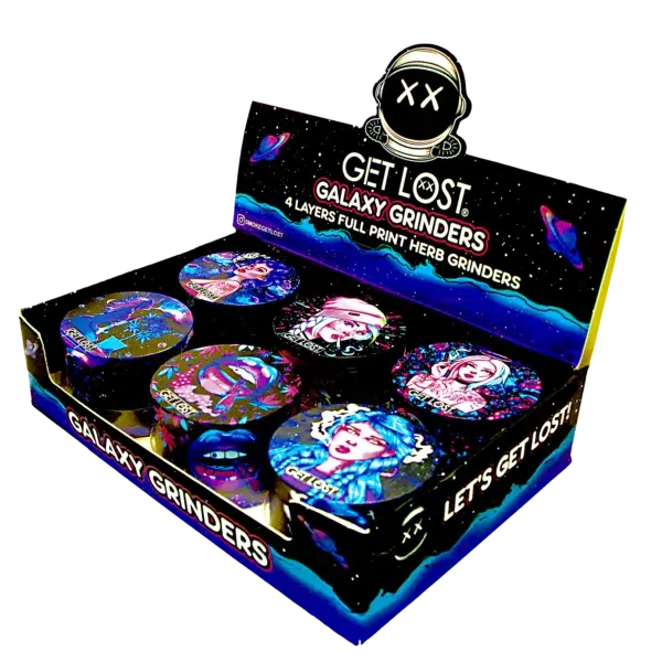 GG-63-006 - Get Lost Galaxy Grinders 4 Layers Full Print Herb Grinders – 63mm (6 Count) Set 06 - Image 2