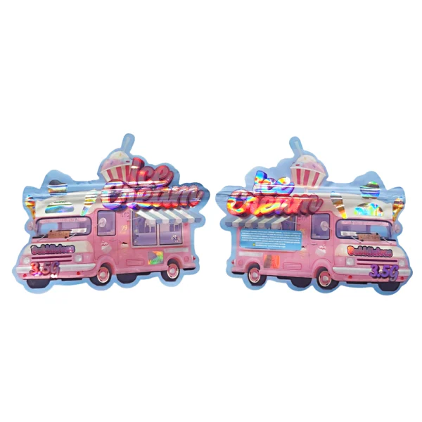 3.5g Shaped Mylar Bag – Premium Smell-Proof Flower Packaging - Ice Cream Truck (50 Count) JSMB-35G-003