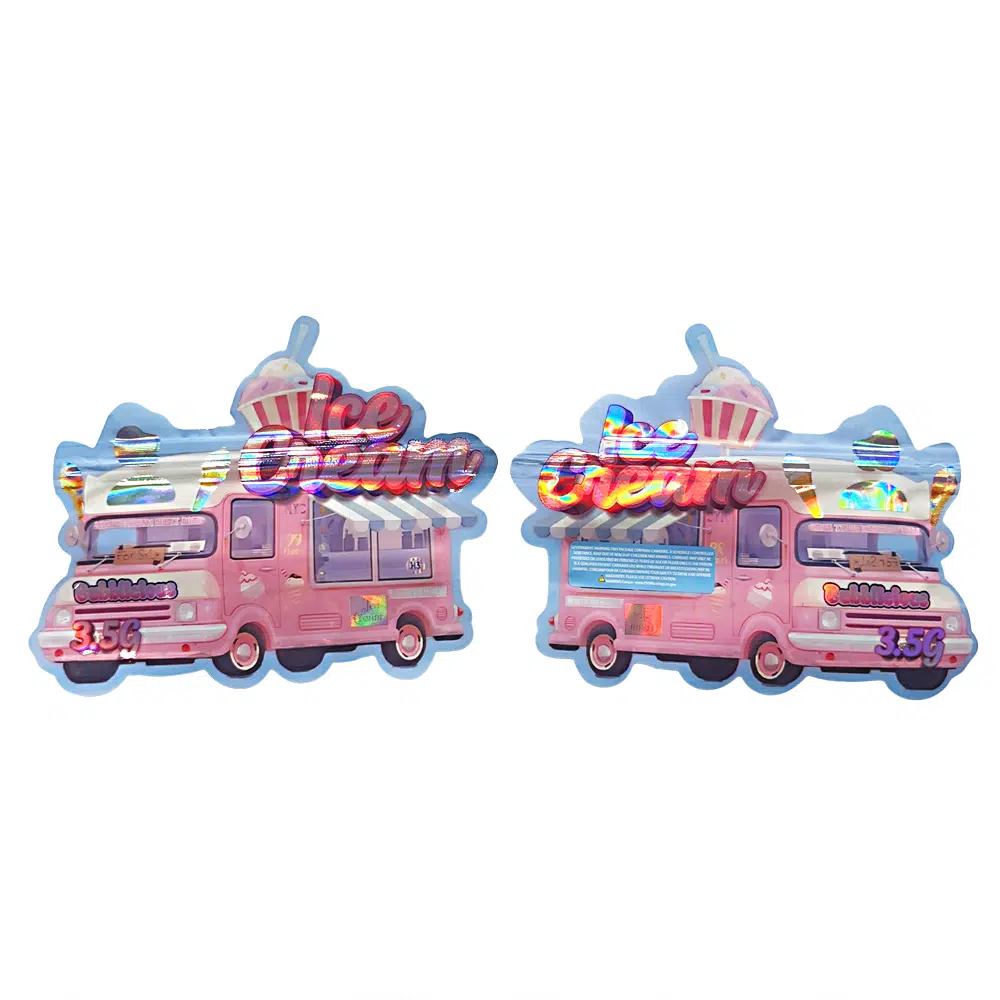 3.5g Shaped Mylar Bag – Premium Smell-Proof Flower Packaging – Ice Cream Truck (50 Count) JSMB-35G-003