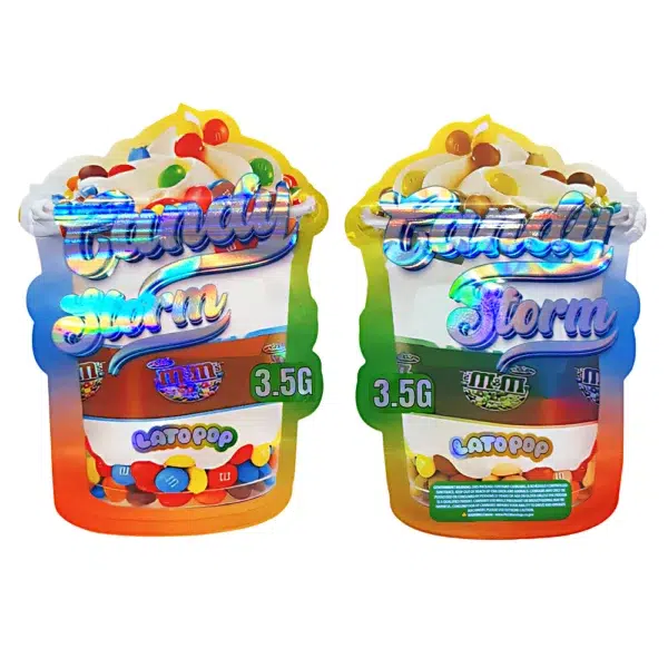 3.5g Shaped Mylar Bag – Premium Smell-Proof Flower Packaging - Candy Storm (50 Count) JSMB-35G-006