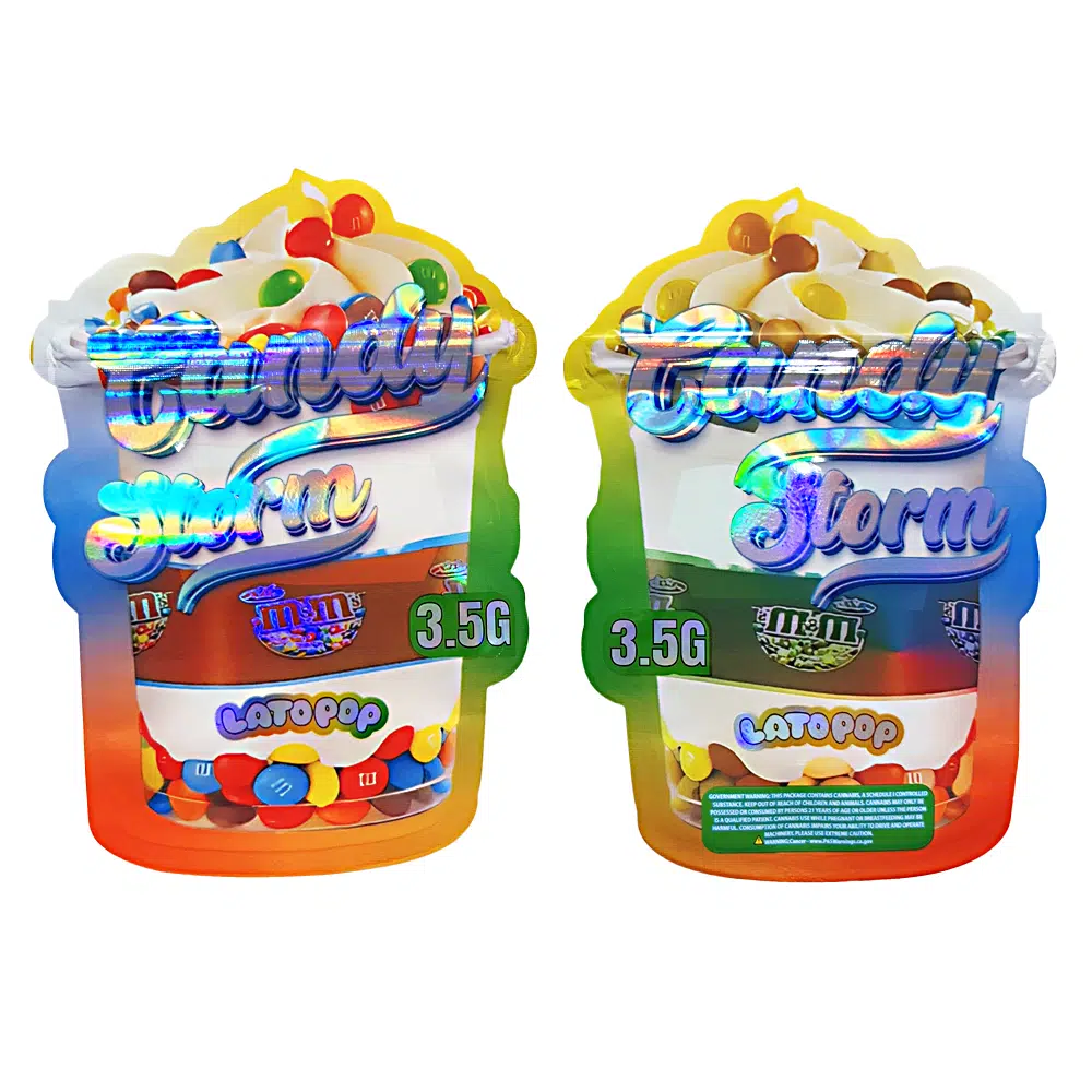 3.5g Shaped Mylar Bag – Premium Smell-Proof Flower Packaging – Candy Storm (50 Count) JSMB-35G-006