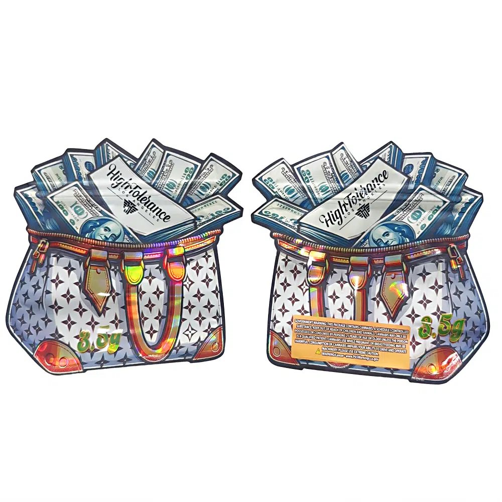 3.5g Shaped Mylar Bag – Premium Smell-Proof Flower Packaging – High Tolerance Money Bag (50 Count) JSMB-35G-012