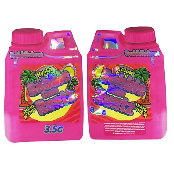 3.5g Shaped Mylar Bag – Premium Smell-Proof Flower Packaging - Hubba Bubble Gum Runtz (50 Count) JSMB-35G-014
