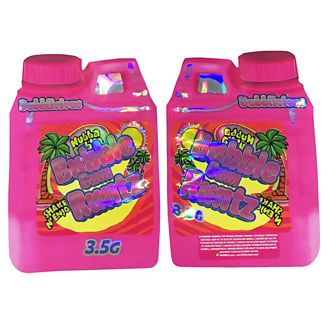3.5g Shaped Mylar Bag – Premium Smell-Proof Flower Packaging – Hubba Bubble Gum Runtz (50 Count) JSMB-35G-014