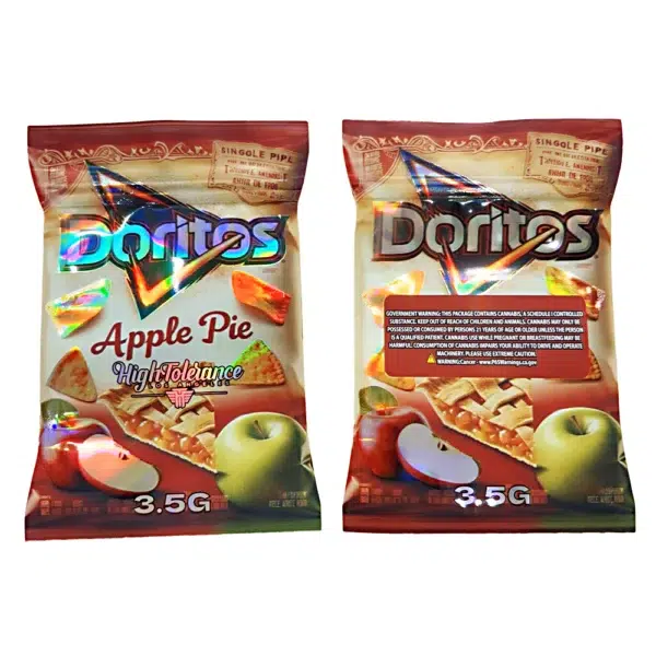 3.5g Shaped Mylar Bag – Premium Smell-Proof Flower Packaging - High Tolerance Doritos Apple Pie (50 Count) JSMB-35G-028