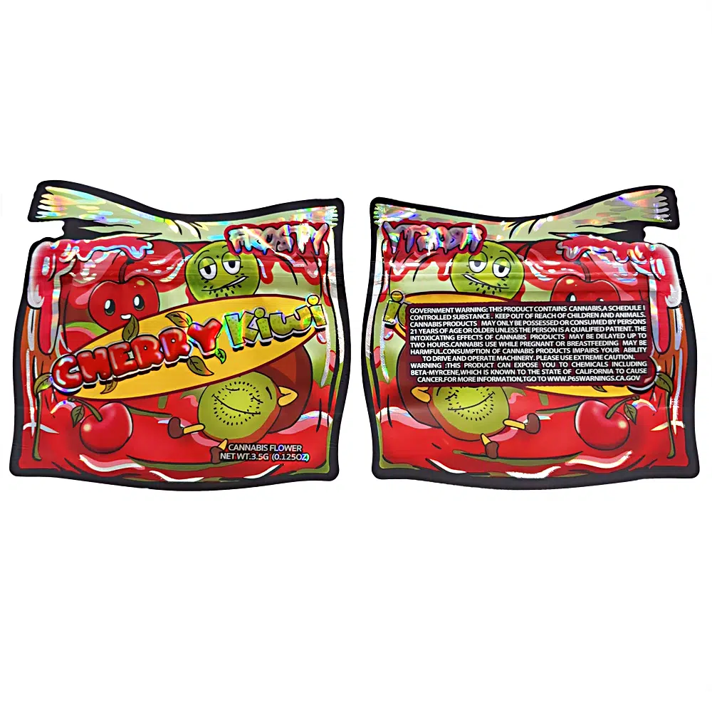 3.5g Shaped Mylar Bag – Premium Smell-Proof Flower Packaging – Cherry Kiwi (50 Count) JSMB-35G-034