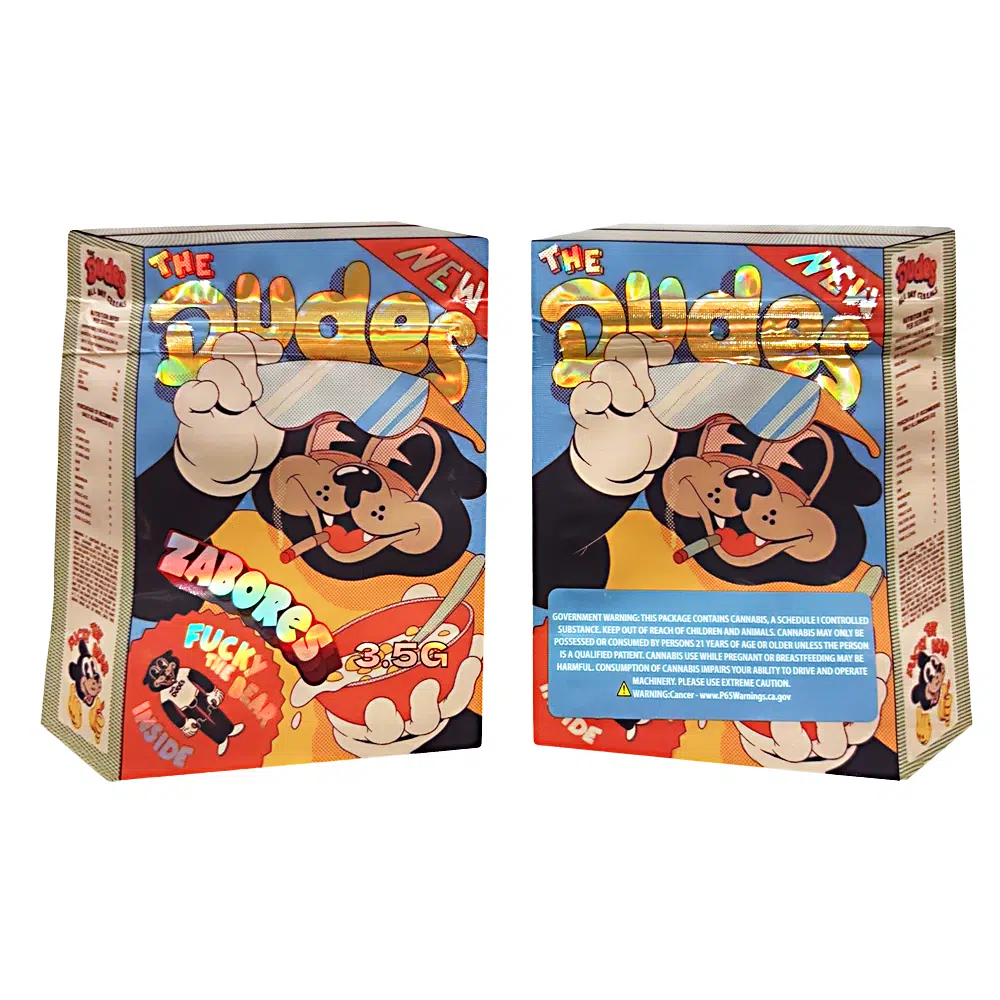 3.5g Shaped Mylar Bag – Premium Smell-Proof Flower Packaging – Zabores The Dudes Fucky The Bear (50 Count) JSMB-35G-037