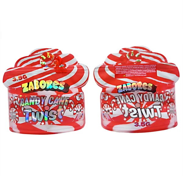 3.5g Shaped Mylar Bag – Premium Smell-Proof Flower Packaging - Zabores Candy Cane Twist (50 Count) JSMB-35G-041
