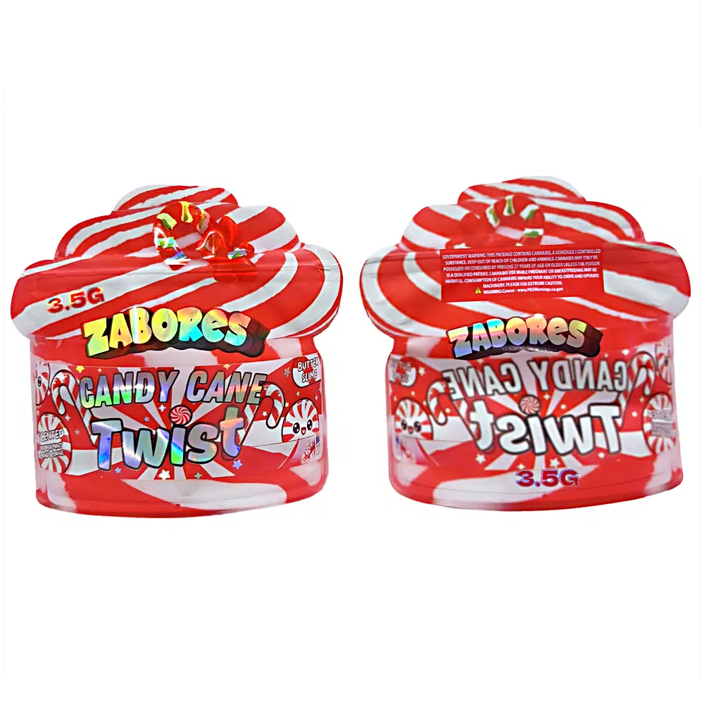 3.5g Shaped Mylar Bag – Premium Smell-Proof Flower Packaging – Zabores Candy Cane Twist (50 Count) JSMB-35G-041