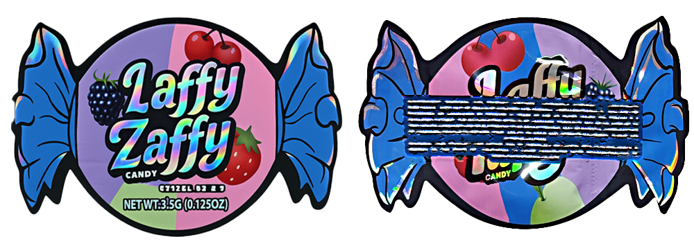 3.5g Shaped Mylar Bag – Premium Smell-Proof Packaging – Laffy Taffy Candy (50 Count) JSMB-35G-044