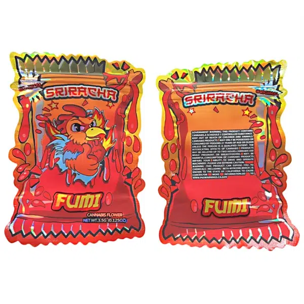 3.5g Shaped Mylar Bag – Premium Smell-Proof Flower Packaging - Fumi Sriracha (50 Count) JSMB-35G-057