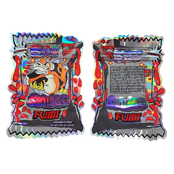 3.5g Shaped Mylar Bag – Premium Smell-Proof Flower Packaging - Fumi Soy Sauce (50 Count) JSMB-35G-058