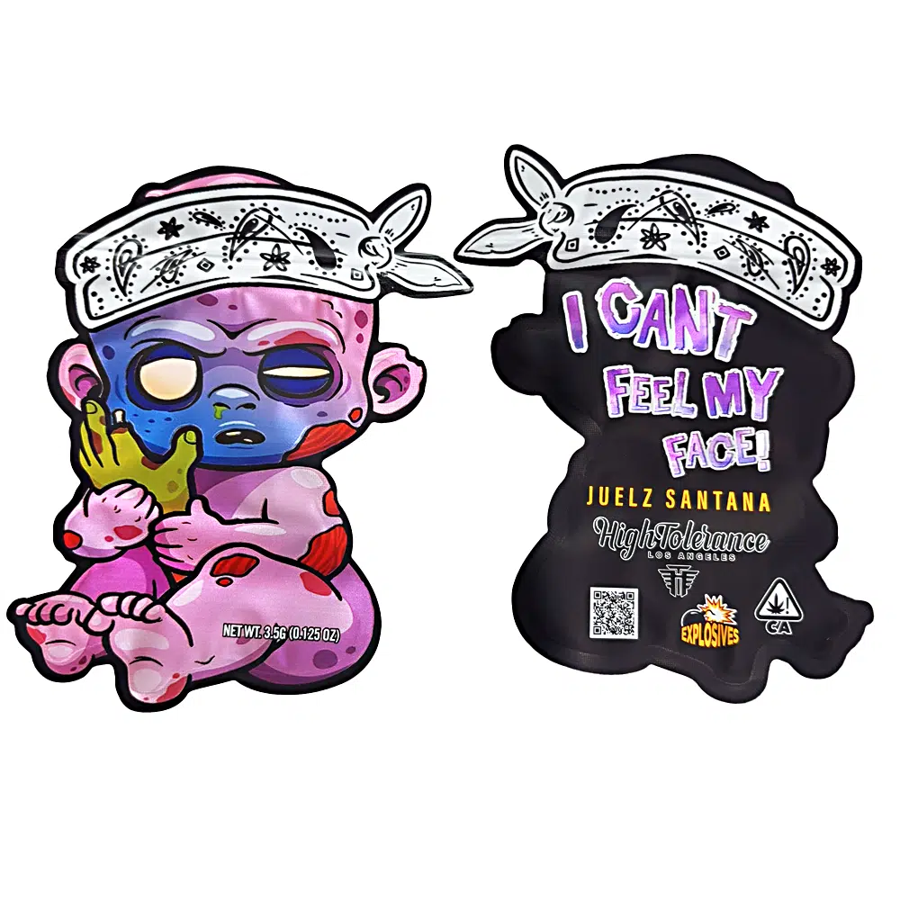 3.5g Shaped Mylar Bag – Premium Smell-Proof Flower Packaging – High Tolerance ICFMF I Can’t Feel My Face Juelz Santana (50 Count) JSMB-35G-060