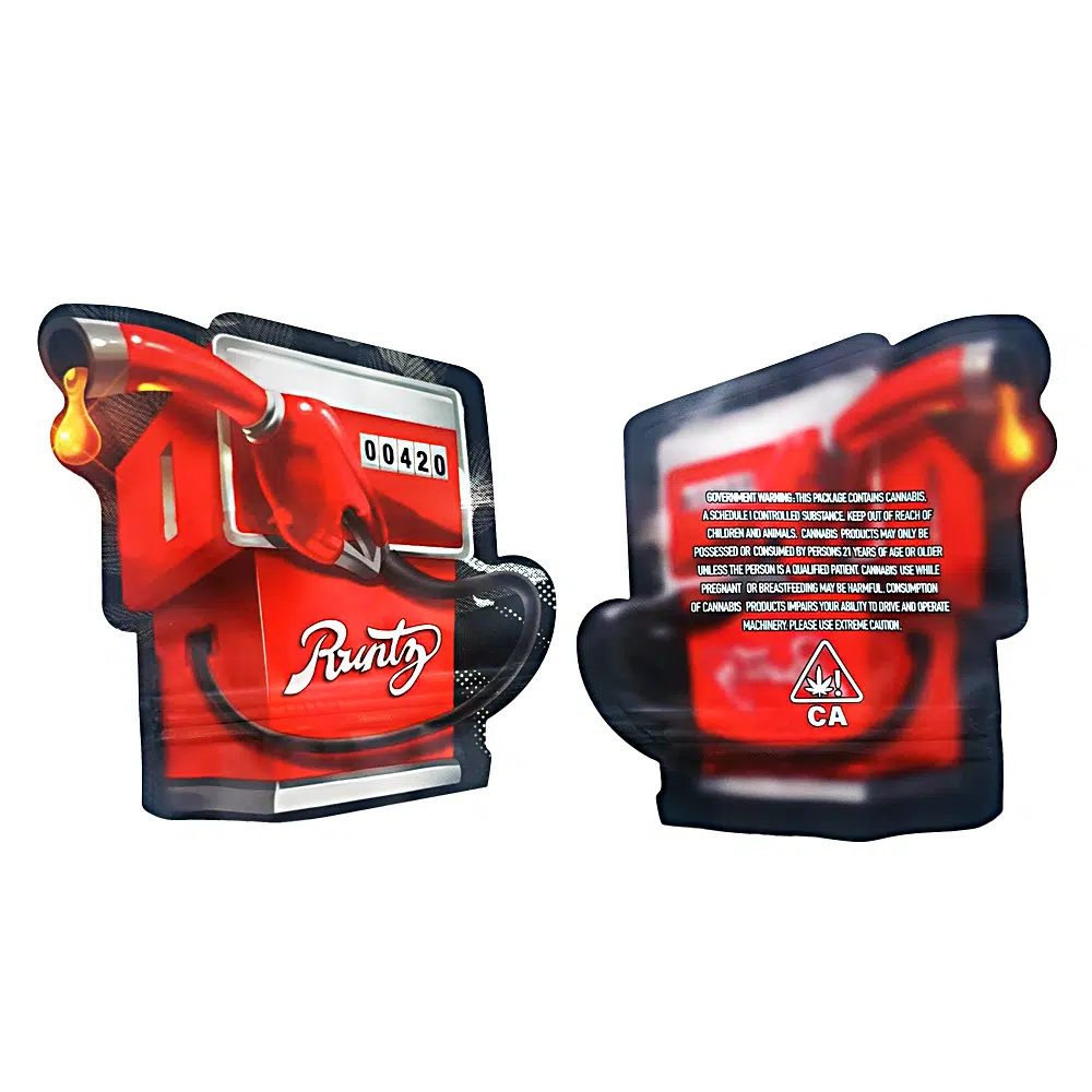 3.5g Shaped Mylar Bag – Premium Smell-Proof Flower Packaging – Runtz Fuel Pump (50 Count) JSMB-35G-062