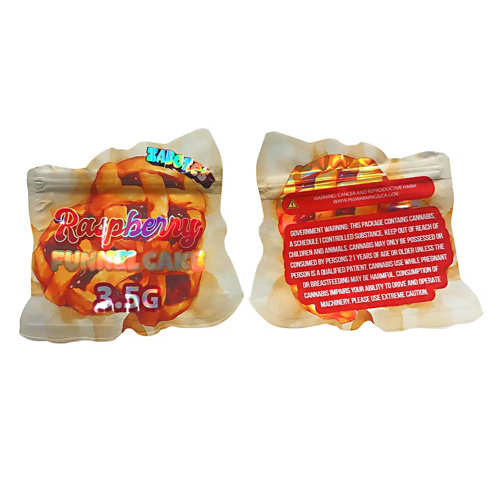 3.5g Shaped Mylar Bag – Premium Smell-Proof Flower Packaging – Zabores *  Raspberry Funnel Cake (50 Count) JSMB-35G-069