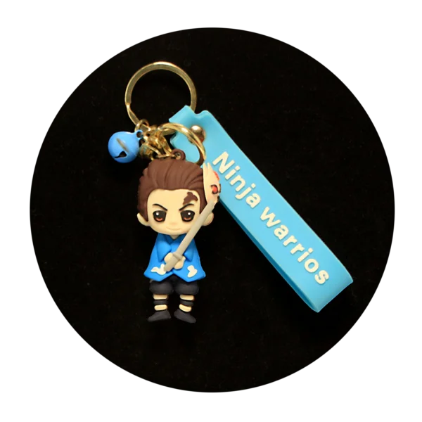 KSB-057 Anime - Ninja Warrior - Tanjiro Kamado Blue - Keychain With Silicone Band