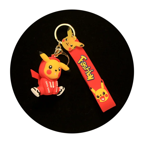 KSB-081 Anime - Pokemon - Pikachu Suit Red - Keychain With Silicone Band