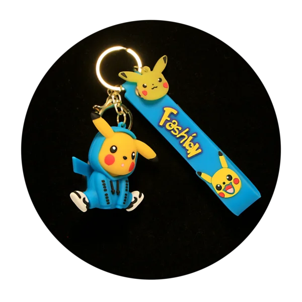 KSB-082 Anime - Pokemon - Pikachu Suit Aqua - Keychain With Silicone Band