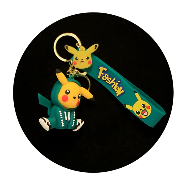 KSB-083 Anime - Pokemon - Pikachu Suit Green - Keychain With Silicone Band
