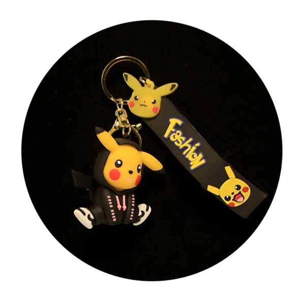 KSB-084 Anime - Pokemon - Pikachu Suit Black - Keychain With Silicone Band