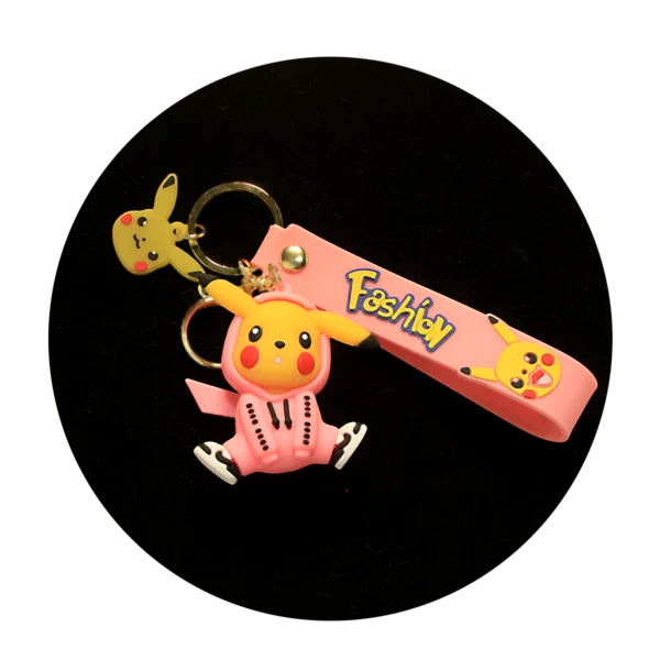 KSB-085 Anime - Pokemon - Pikachu Suit Pink - Keychain With Silicone Band