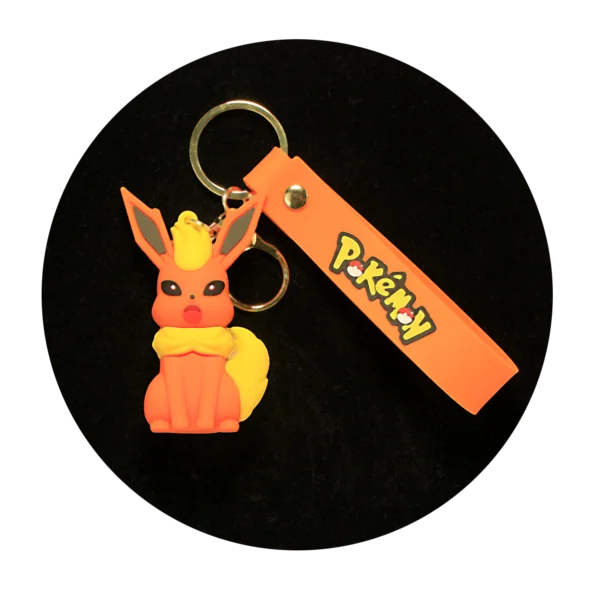 KSB-092 Anime - Pokemon - Eevee Orange - Keychain With Silicone Band