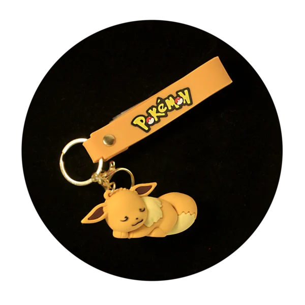 KSB-093 Anime - Pokemon - Eevee Sleeping - Keychain With Silicone Band