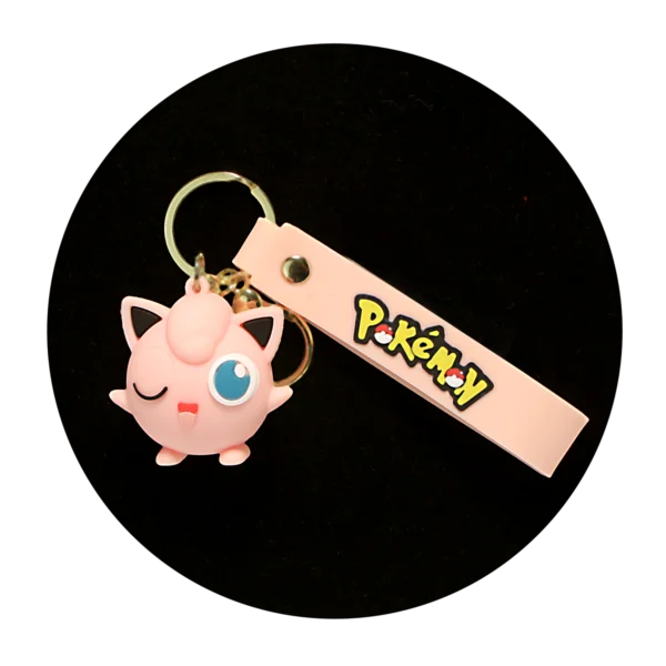KSB-098 Anime - Pokemon - Jigglypuff Winking - Keychain With Silicone Band
