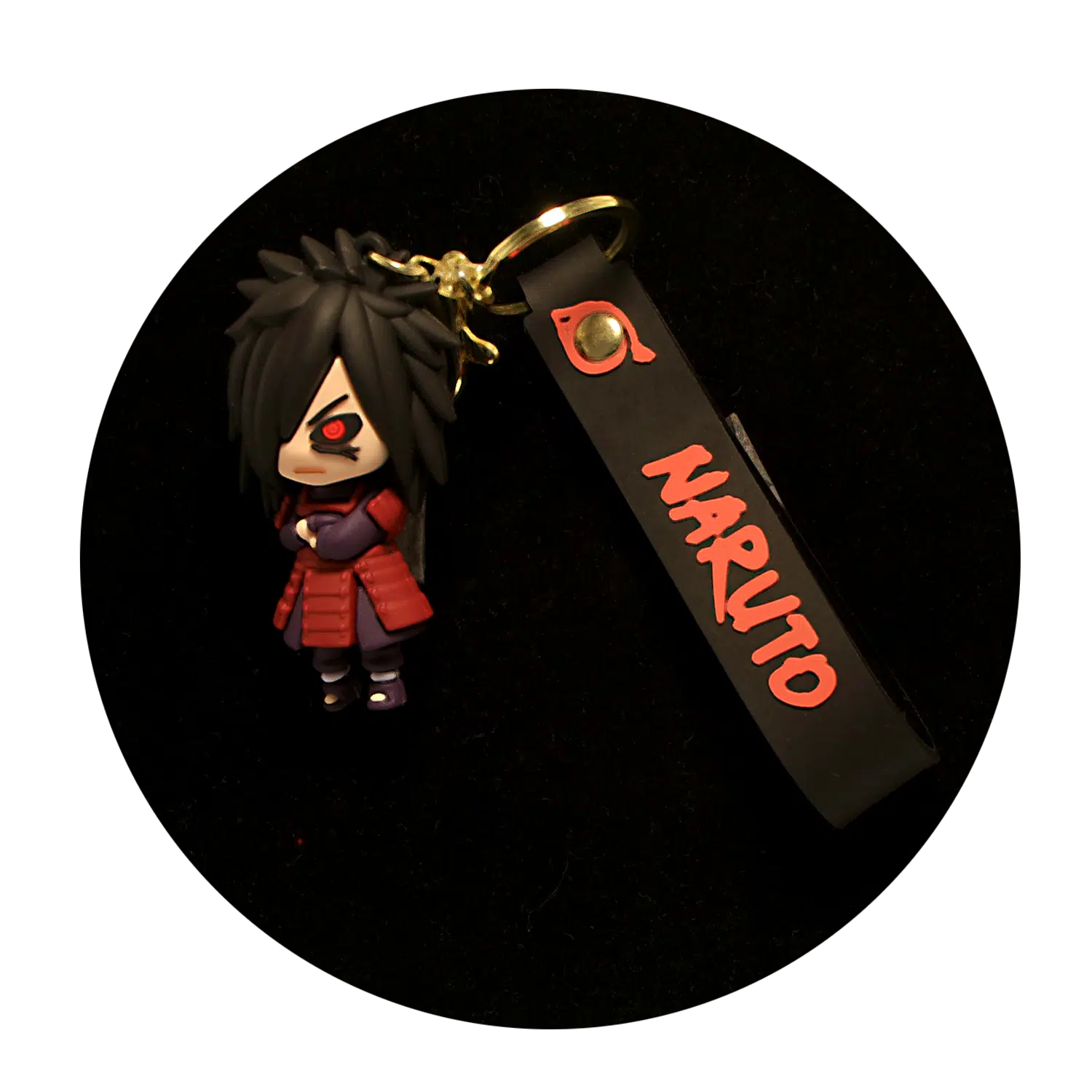 KSB-145 Anime – Naruto – Madara Uchiha Black – Keychain With Silicone Band