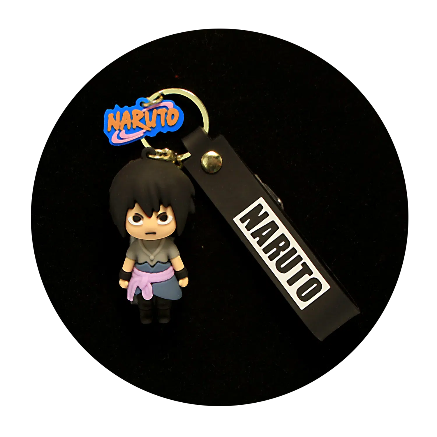 KSB-161 Anime – Naruto – Sasuke Uchiha Black – Keychain With Silicone Band