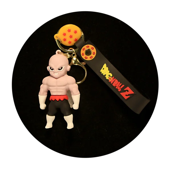 KSB-211 Anime - Dragon BallZ - Krillin V2 Black - Keychain With Silicone Band